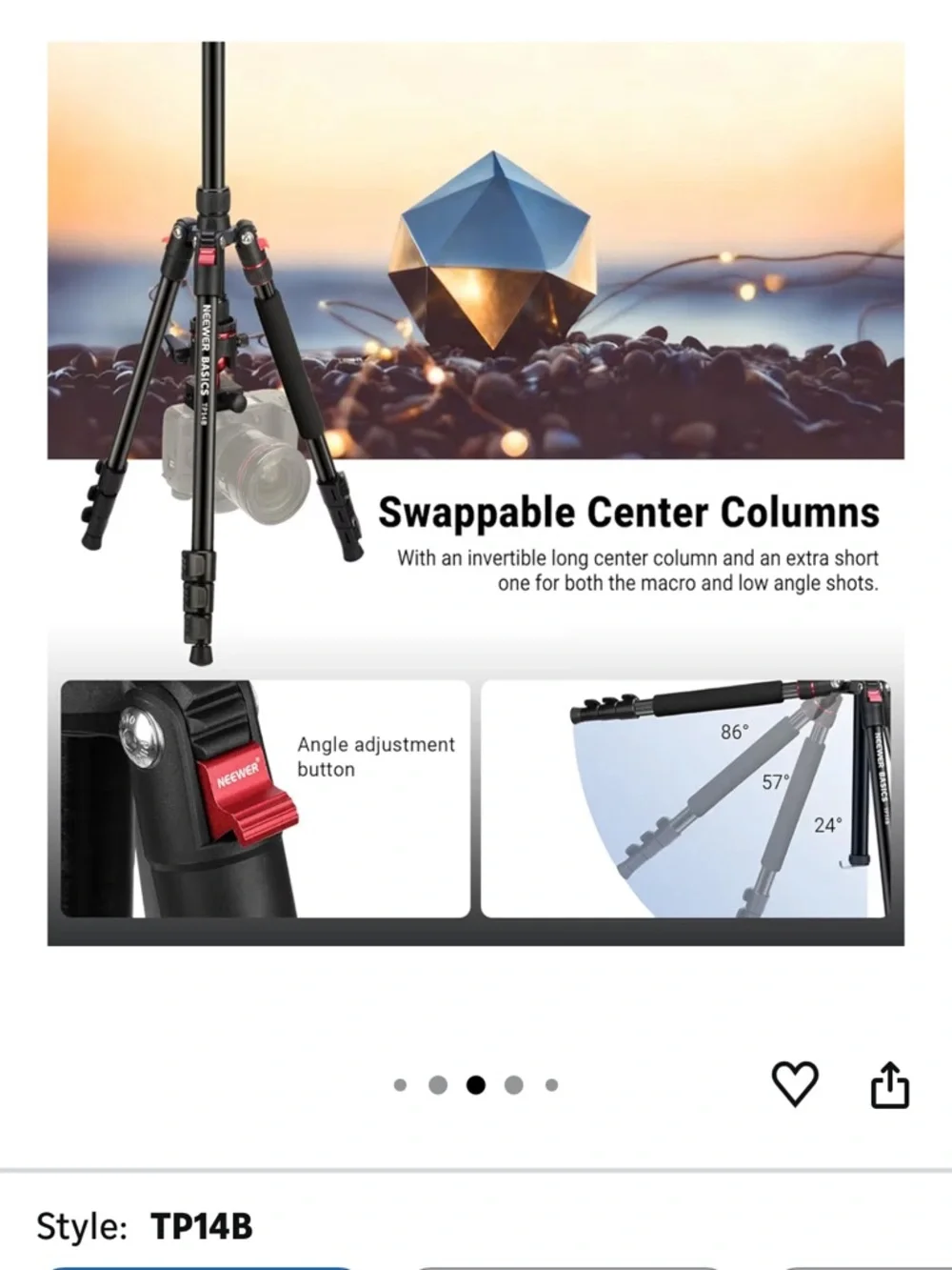 Neewer Black & Red Camera Tripod with Monopod Conversion